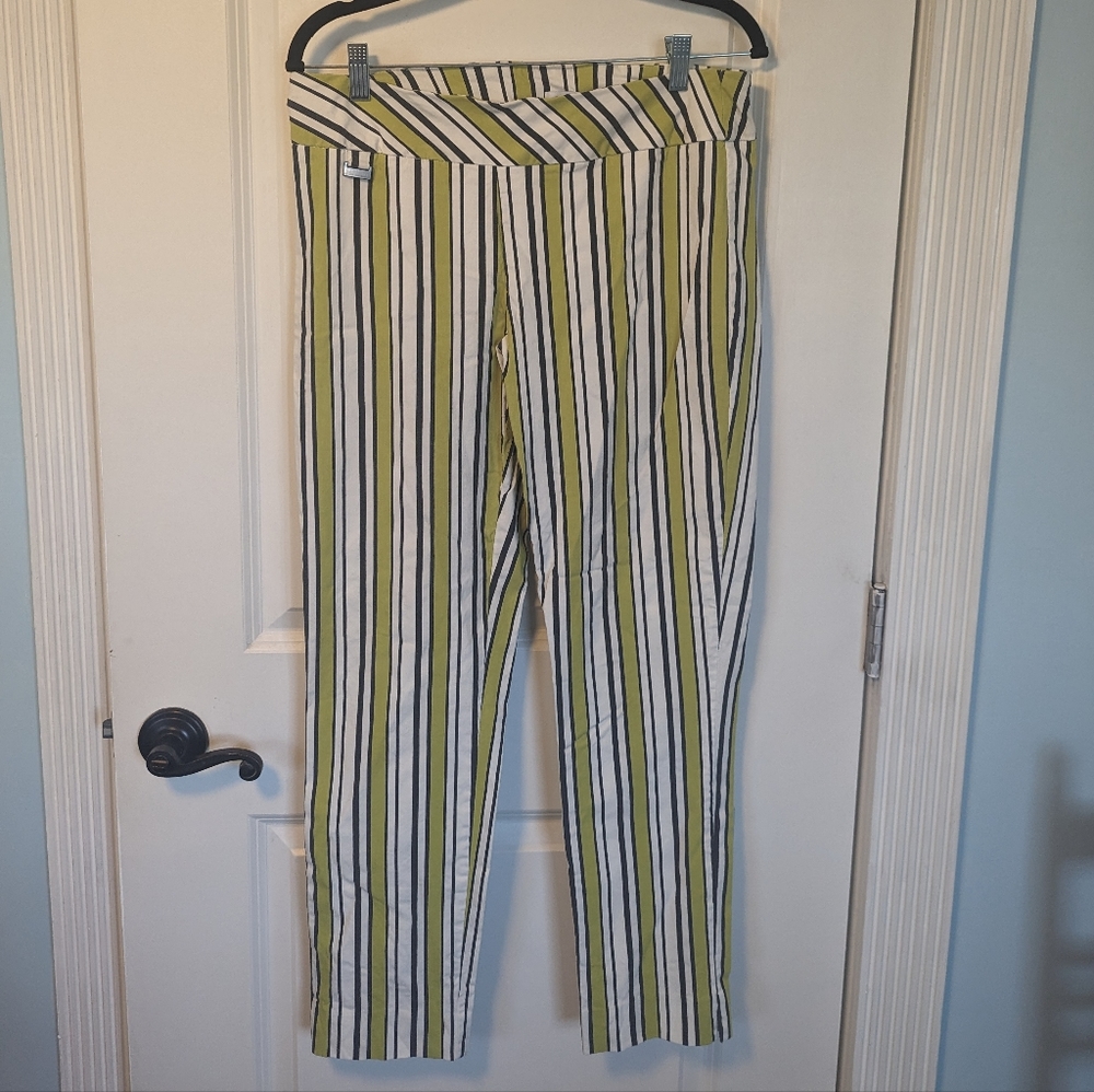 green striped dress pants